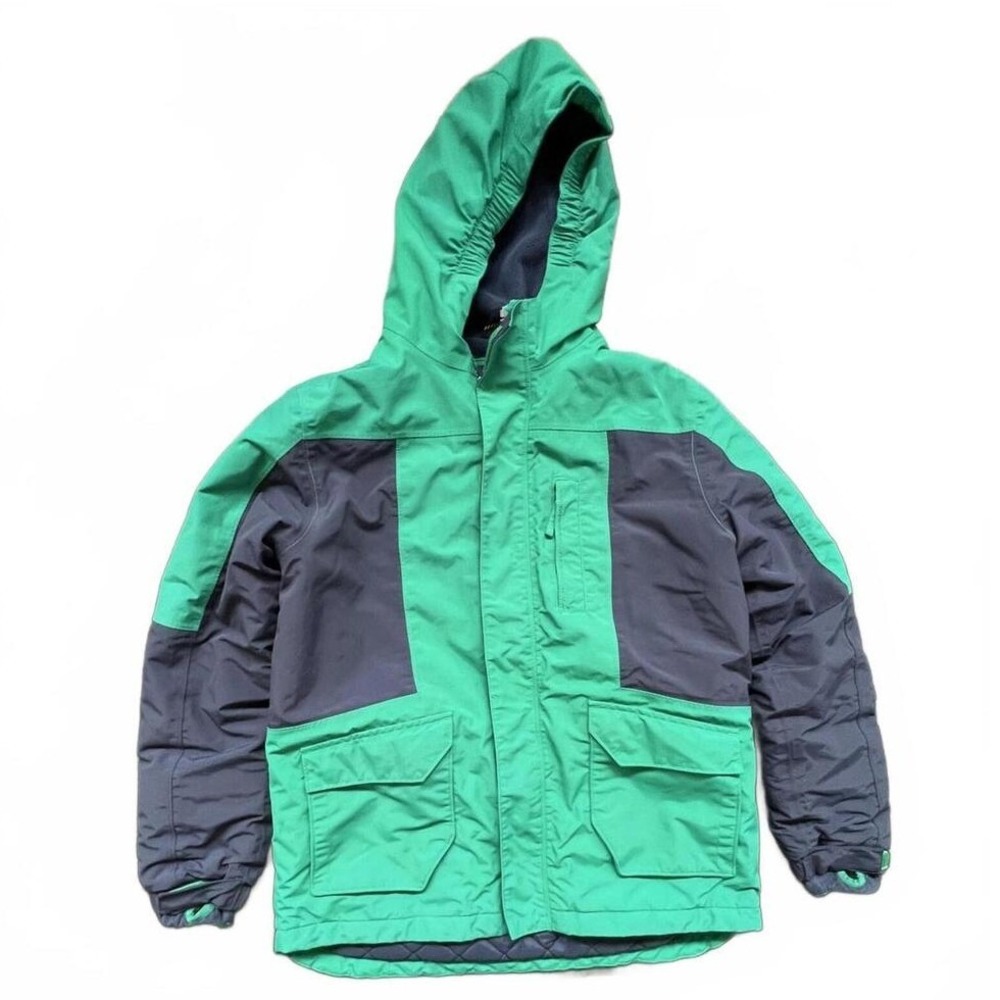 Lands End Excellent Squall Winter Jacket Green Navy Grow-A-Longs Large‎ 14-16